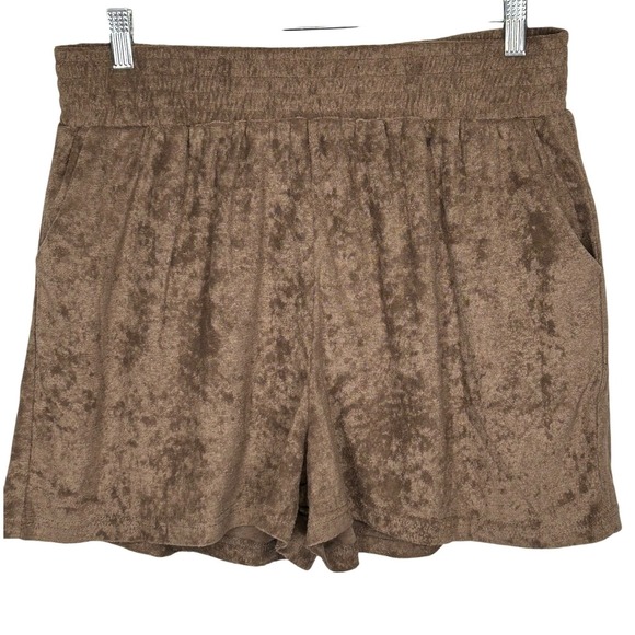 PrettyLittleThing Pants - PrettyLittleThing Brown Towelling Beach Shorts w/Pockets Women's‎ Size 12 NWT